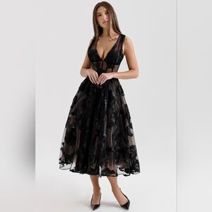 Black Embroidered House of CB 'Sianna'- XS